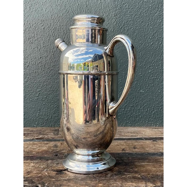 Vintage Art Deco Silver Plate Cocktail Pitcher For Sale - Image 4 of 12