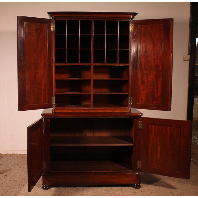 Small Early 19th Century Two-Part Mahogany Buffet For Sale - Image 4 of 9