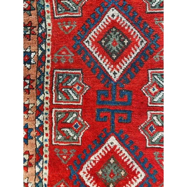Nice early 20th century Turkish rug with a tribal geometric design and nice colors with red, blue, orange and green,...