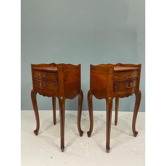 Metal French Walnut Nightstands, 1920s, Set of 2 For Sale - Image 7 of 17