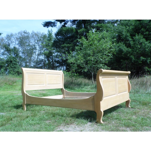 Vintage Ethan Allen Country French Bisque Birch Full Double Sleigh Bed