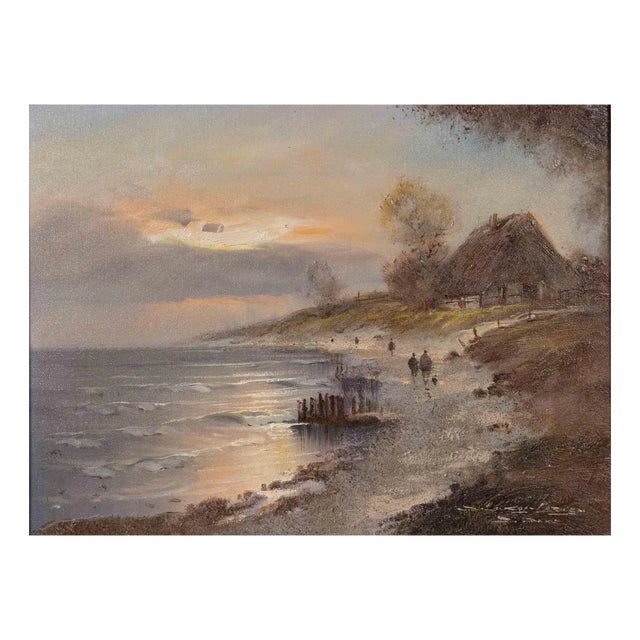 Dieter Lukas-Larsen, Evening Atmosphere, Original Painting, Late 20th-Century For Sale