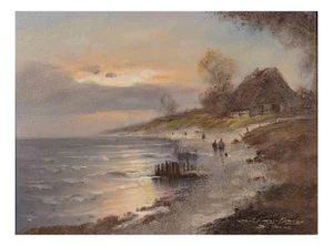 Dieter Lukas-Larsen, Evening Atmosphere, Original Painting, Late 20th-Century