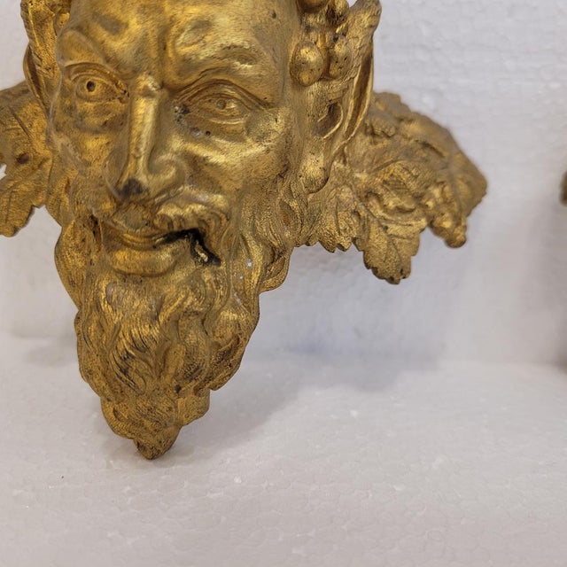 Satyr Masks in Gilt Bronze, 1800s, Set of 2 For Sale - Image 9 of 18