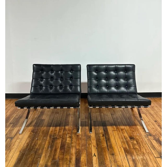 Authentic and Labeled Mies Van Der Rohe Barcelona Chairs With Ottomans for Knoll, 1960s - 2 Sets For Sale In Chicago - Image 6 of 12