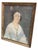 Antique Biedermeier Portrait Painting of a Lady in Blue Dress.