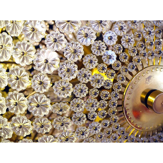 Large Mid-Century German Glass and Brass Sunburst Flush Mount by H. Richter, 1950s For Sale - Image 9 of 14