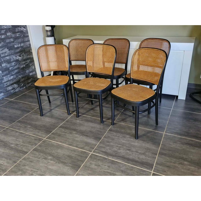 Set of 6 Chairs No. 811 after Hoffmann, 1990s Beautiful set of 6 vintage chairs produced by TON in the Czech Republic in...