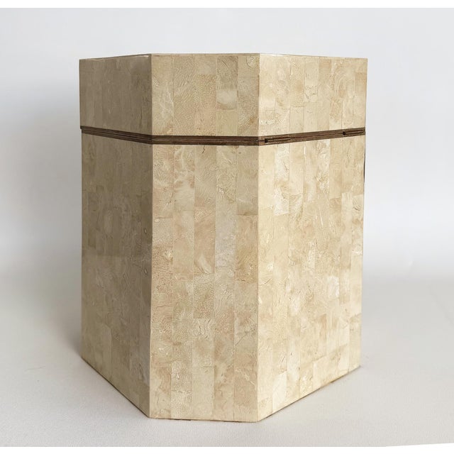 Late 20th Century Maitland-Smith Tessellated Stone Lidded Box Side Table Wiith Storage, Drinks Table For Sale - Image 5 of 7