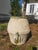 Terracotta jar used in Spain for olives. Glazed green inside with colored drips on the outside. Nice size