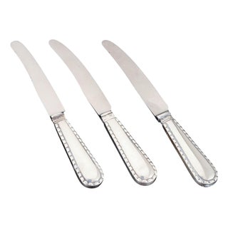 Knives in Silver and Stainless Steel with Beaded Pattern by Georg Jensen, 1930s, Set of 3 For Sale