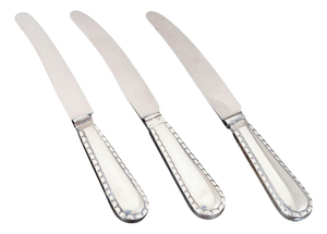 Knives in Silver and Stainless Steel with Beaded Pattern by Georg Jensen, 1930s, Set of 3
