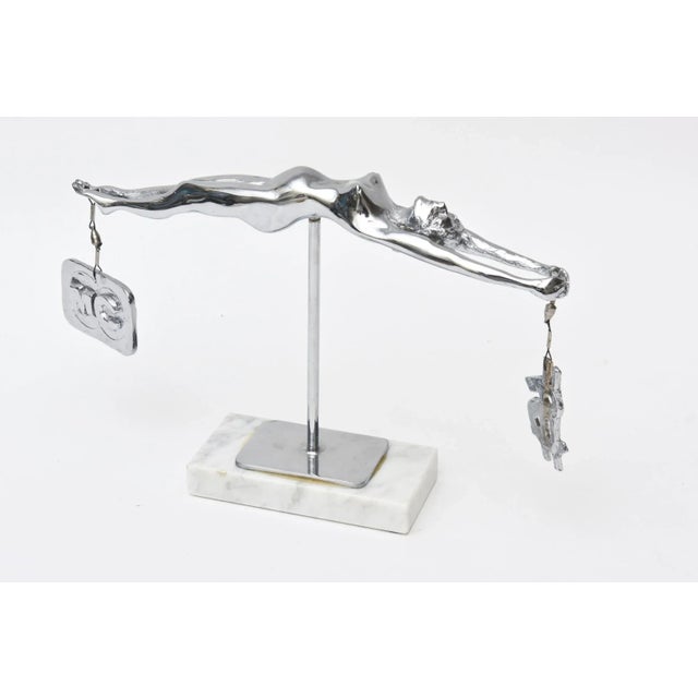 1990s 1991 James David Berenson Signed Silver, Bronze and Marble Sculpture Entitled "Temperance" Limited Edition For Sale - Image 5 of 10