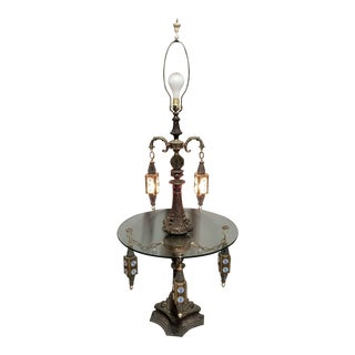 7 Light Vintage Loevsky & Loevsky Gothic Spanish Moroccan Table Floor Lamp For Sale