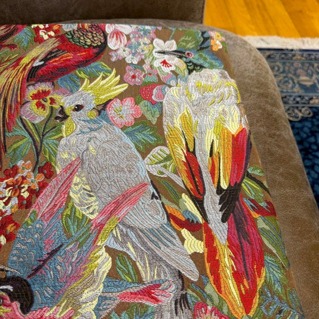Exotic Bird Jacquard Woven Cushion Cover For Sale - Image 11 of 15