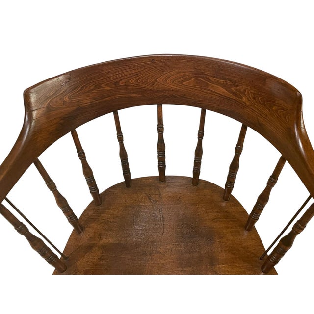 Wood Antique Captian's Chair For Sale - Image 7 of 17