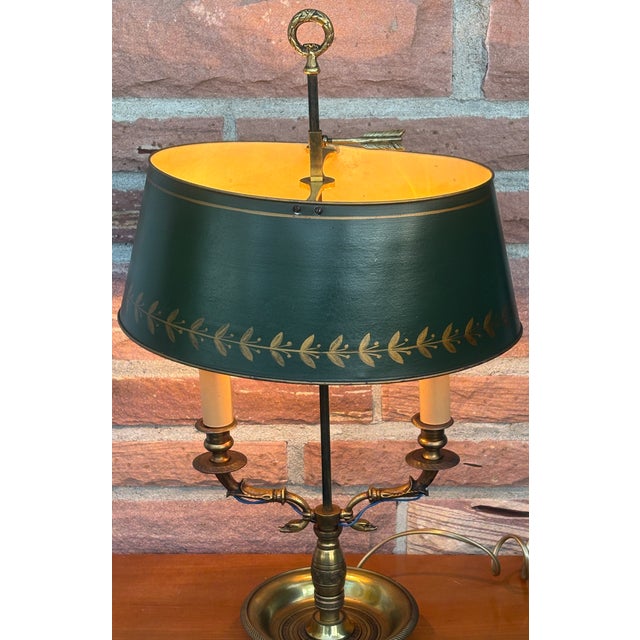 Metal Antique French Bouilette Brass Metal Shade Table Lamp, 1930s For Sale - Image 7 of 14