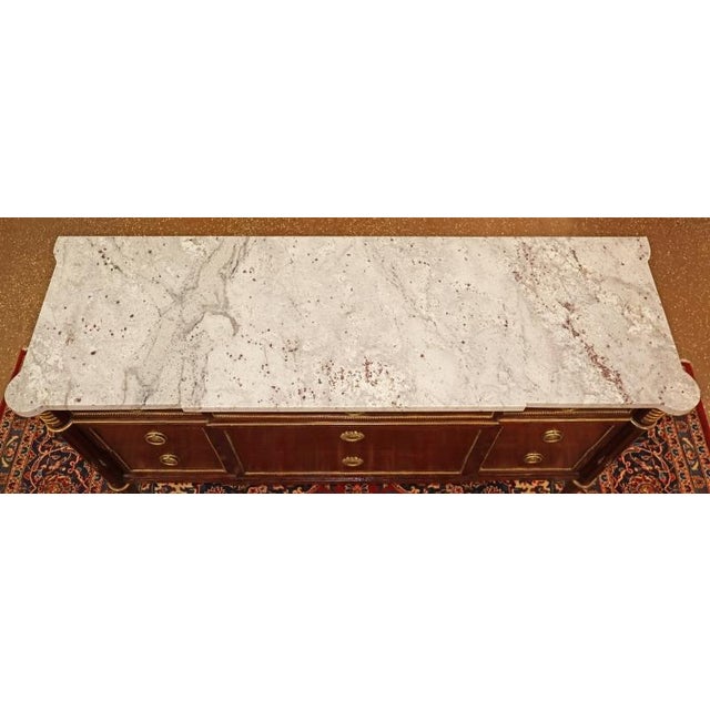 1950s Hollywood Regency French Directoire Style Marble Top Commode Attributed Jansen For Sale - Image 12 of 13