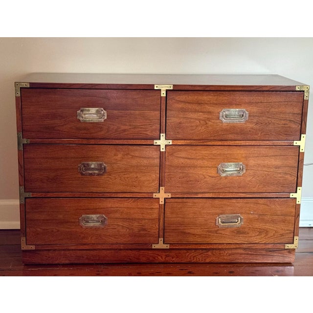 Midcentury Bernhardt Campaign Chest of Drawers and Nightstand Set of 2 For Sale - Image 10 of 10