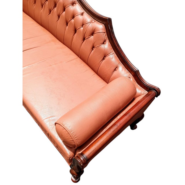 Wood Experience Royal Comfort With This Imported Premium Leather Chaise Lounge Sofa by Hayat Furniture For Sale - Image 7 of 12