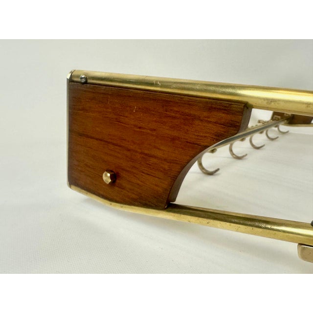 Brown Mid-Century Teak and Brass Coat Rack, 1950s For Sale - Image 8 of 18