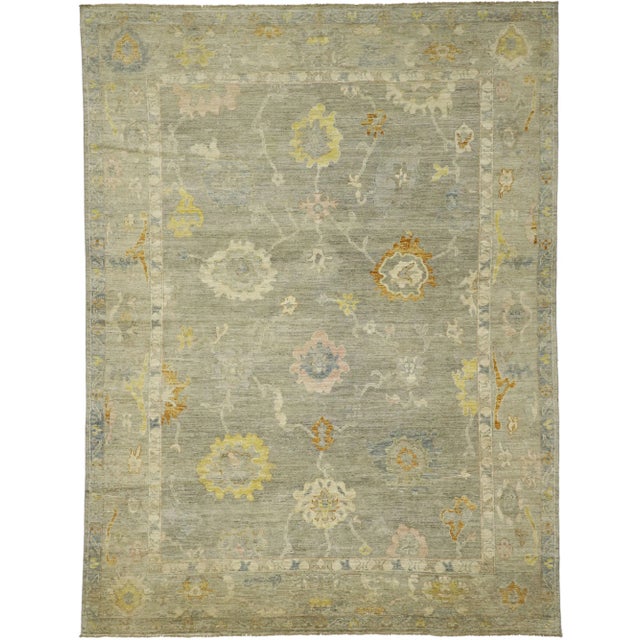 Modern Vintage Oushak Area Rug - 09'03 X 12'03 For Sale - Image 9 of 10