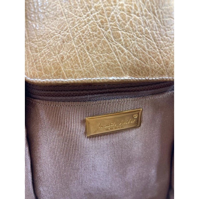 Vintage Judith Leiber Tan Ostrich Kelly Lock Handbag For Sale - Image 12 of 12