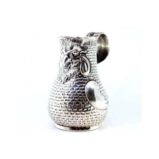 Silver Silver Wine Jug with Rooster-Shaped Reliefs For Sale - Image 8 of 10