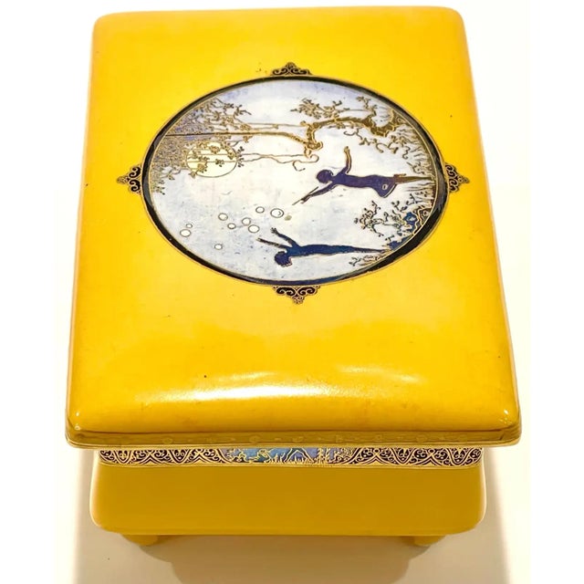 Early 20th Century Art Deco Carltonware Luster Moonlight Frolicking Pixie Table Box, for Dunhill For Sale - Image 9 of 13