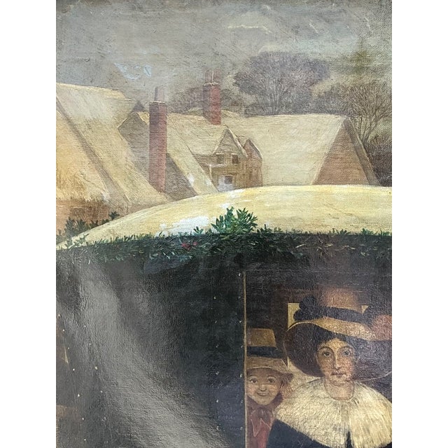 Vintage Framed Carriage Scene Oil Painting For Sale - Image 10 of 12