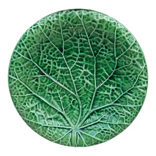 English Green Majolica Leaf Plate Circa 1880 For Sale