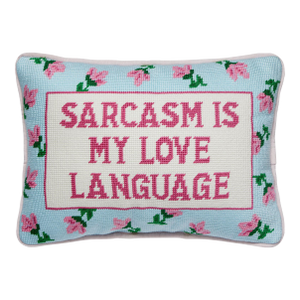 Sarcasm's My Love Embroidered Needlepoint Pillow, 10" x 14"