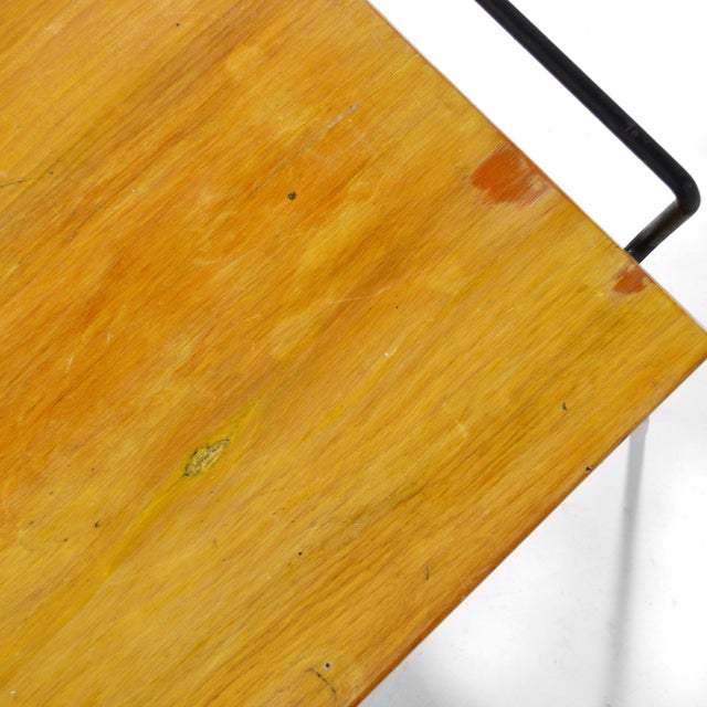 Mid-Century Wood Bench / Table with Iron Legs For Sale - Image 9 of 10