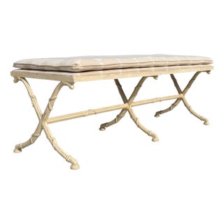 Vintage Drexel Heritage X-Form Faux Bamboo Bench For Sale