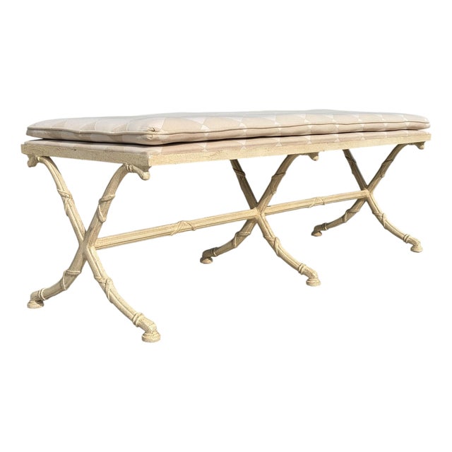 Vintage Drexel Heritage X-Form Faux Bamboo Bench For Sale
