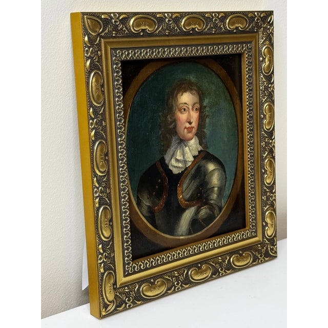 Mid 19th Century Historic British Painting Portrait of General John Lambert in Armour — Victorian Revival After Robert Walker C1840 For Sale - Image 5 of 17