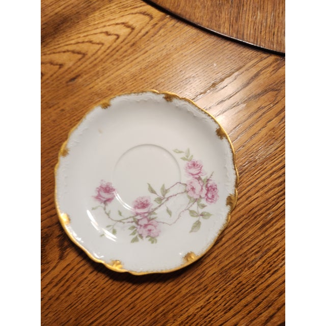 Ceramic Late 19th Century Victorian Haviland Limoges Baltimore Rose Oversize Breakfast Cup and Saucer Set For Sale - Image 7 of 12
