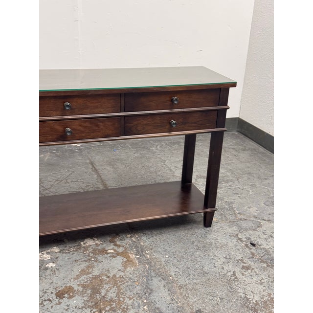 Brown Bassett Furniture Six Drawer Console Table For Sale - Image 8 of 12