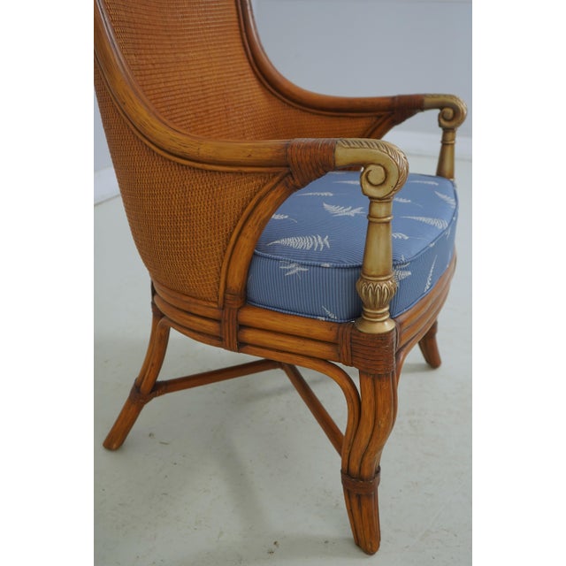 Ethan Allen Caribbean Style Arm Chair W. Rattan | Chairish
