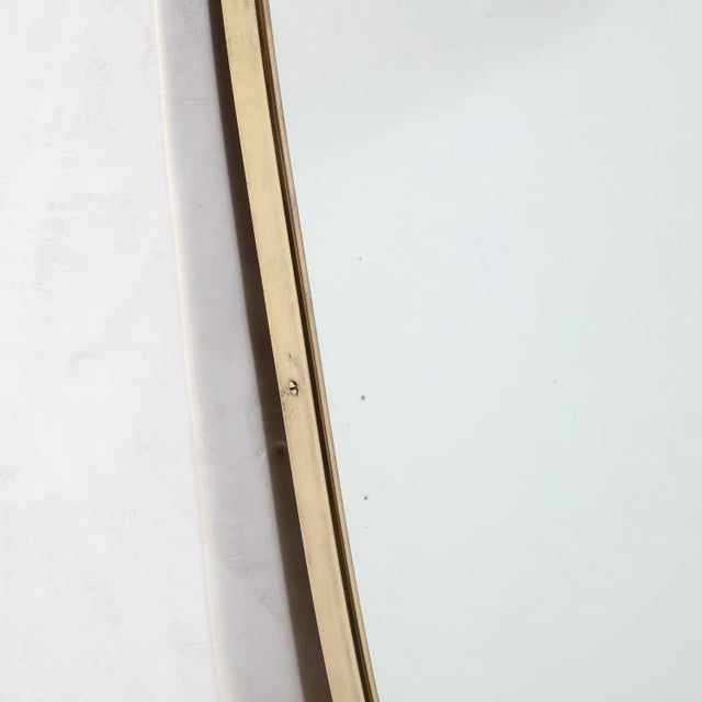 Mid-Century Modernist Brass Wrapped Shield Form Mirror For Sale - Image 9 of 10