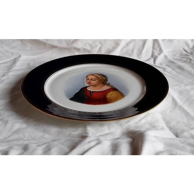 Vintage Plate in White Porcelain by Meissen with Colored Portrait of the St. Mary, 1970s For Sale - Image 3 of 5