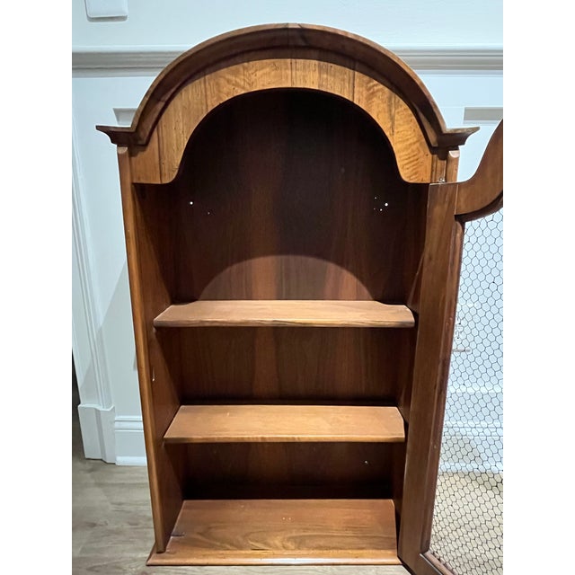 Wood Early 20th-Century Italian Wood Cabinet With Mesh Wire Door, Lock, Key and Jade Butterfly Tassel For Sale - Image 7 of 12