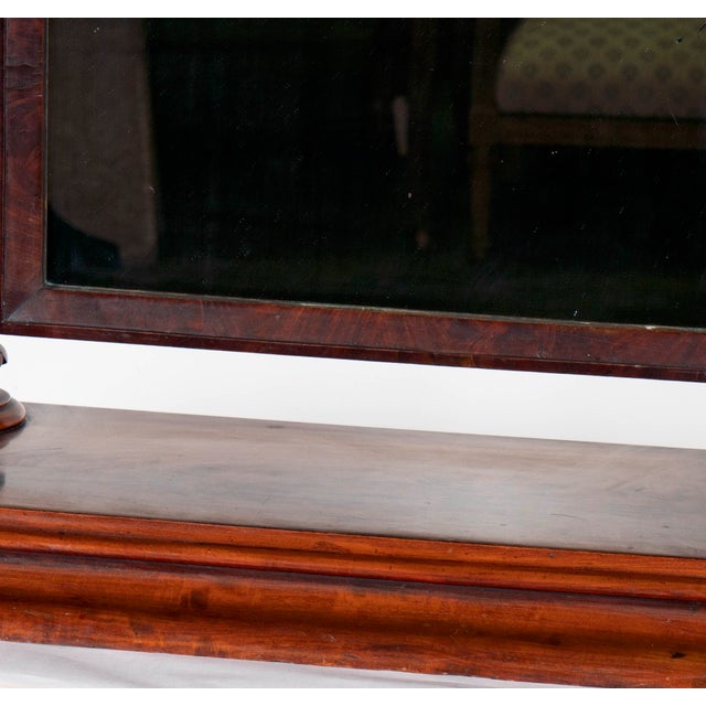 Brown Elegant English Regency Style Mahogany Vanity Mirror With Turned Column Supports, Tilting Plate, Mid-20th Century For Sale - Image 8 of 8