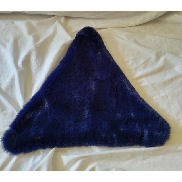 1970s Vintage Bauhaus Butterfly Chair Footrest With Blue Faux Fur Cover For Sale - Image 6 of 8