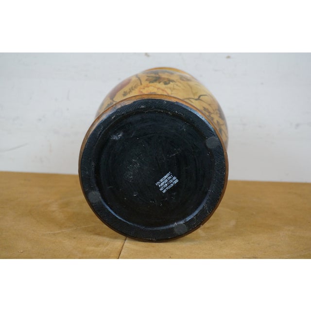 Late 20th Century Chinoiserie Painted Yellow Floral Porcelain Ceramic Flower Vase Mantel Urn For Sale - Image 6 of 11