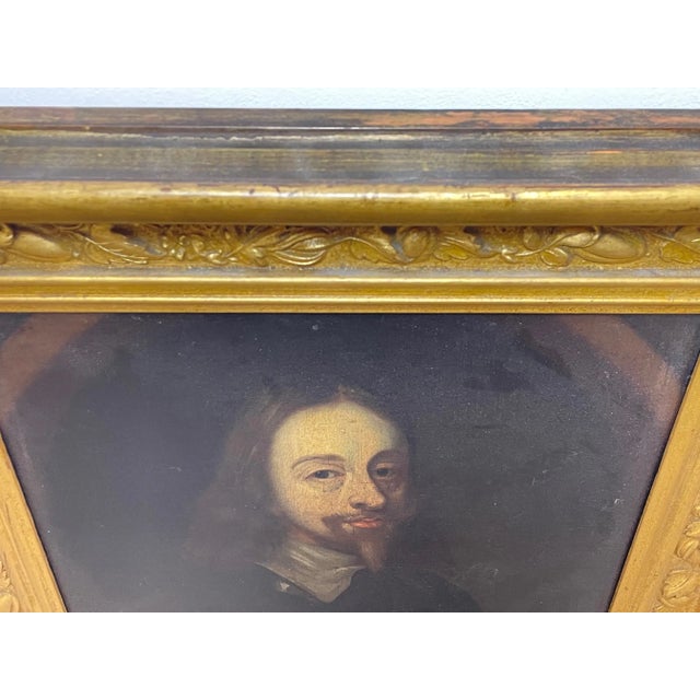 British 17th Century Oil Painting Portrait of Royal Monarch King Charles 1st Wearing Armour For Sale - Image 9 of 13