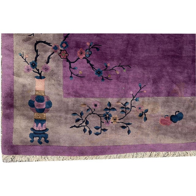1920s Antique Purple Ground Art Deco Chinese Rug - 8' X 10' For Sale - Image 5 of 8