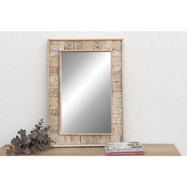 Farmhouse Rust Modern Farmhouse Carved Mirror For Sale - Image 3 of 8