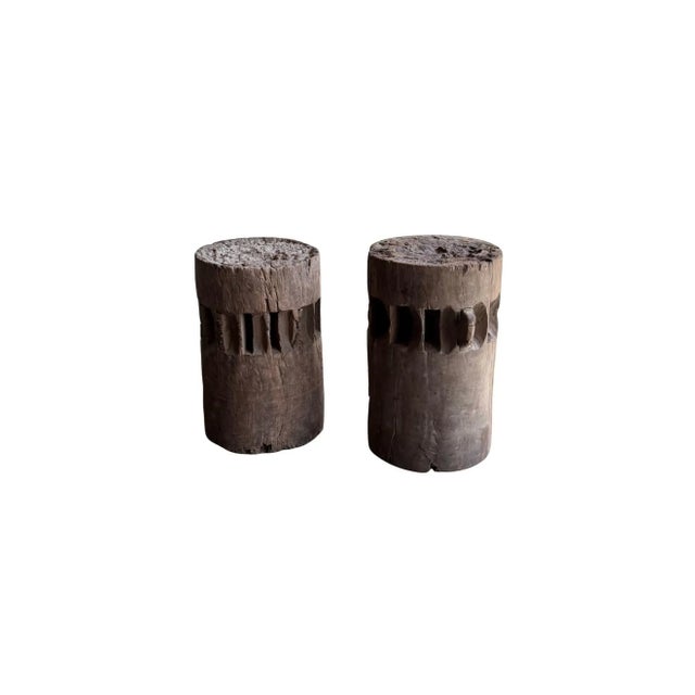 Set of Solid Teak Sugar Cane Crushers / Grinders From Java, Indonesia C. 1900 For Sale - Image 10 of 11