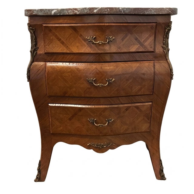 Louis XV Style Rosewood Bombé Chest With Brèche D’Alep Marble Top For Sale